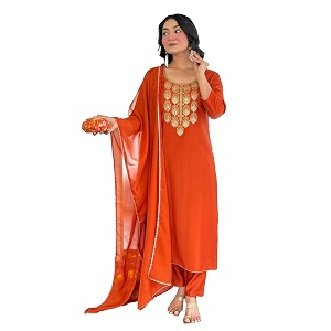 Alvami Womens Silk Solid Regular Kurta Set