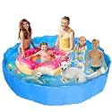 Alvantor® Extra Large Foldable Dog Pool for Large Dogs, 87" x16'' Non-Slip Pet Pool 5 Layers Protection Heavy Duty Steel & Oxford Fabric Kids Pool Portable Outside Swimming Pool for Backyard - Blue
