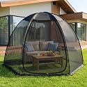 Alvantor® Pop Up Screen House Tent 10x10 FT, Snap-fit Black Mesh Screen Gazebo with Peaked Roof, Portable Screen Room Canopy Shelter with Sandbags for Camping, Backyard, Picnic