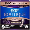 Always Discreet Boutique Incontinence Panty Liners for Bladder Leaks, Size 2, Very Light Absorbency, Long Length, 96 Count (3 Packs of 32)