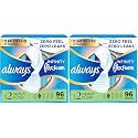 Always Infinity Feminine Pads for Women, Flexfoam Pads with Wings, Size 2, Heavy Absorbency, Unscented, 96 Count (Pack of 2)