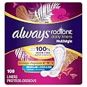 Always Radiant Daily Multistyle Liners Regular Absorbency Unscented, Up to 100% Odor-Free, 108 Count