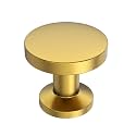 Alzassbg 1.1" Vibrant Brushed Moderne Brass Cabinet Knobs 10 Pack AL6044BMB