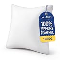 AM AEROMAX 20x20 Memory Foam Throw Pillow Insert, Square, White