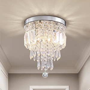 round crystal chandelier lighting modern flush mount ceiling light fixture model 15