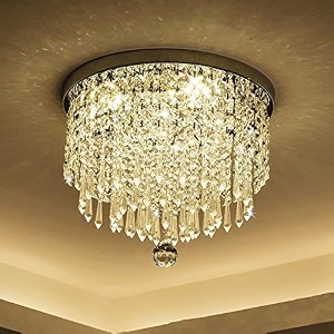 round crystal chandelier lighting modern flush mount ceiling light fixture model 9