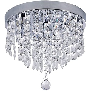 round crystal chandelier lighting modern flush mount ceiling light fixture model 19