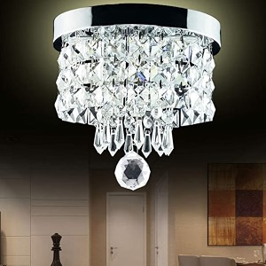 round crystal chandelier lighting modern flush mount ceiling light fixture model 17