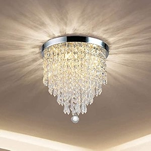 round crystal chandelier lighting modern flush mount ceiling light fixture model 14