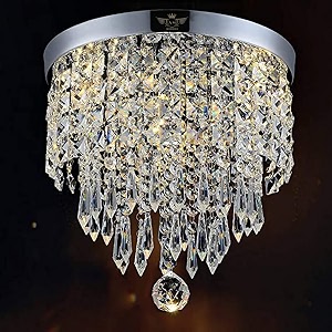 round crystal chandelier lighting modern flush mount ceiling light fixture model 2