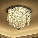 Round Crystal Chandelier Lighting Modern Flush Mount Ceiling Light Fixture (Model 9)