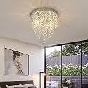 Round Crystal Chandelier Lighting Modern Flush Mount Ceiling Light Fixture (Model 37)
