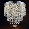 Round Crystal Chandelier Lighting Modern Flush Mount Ceiling Light Fixture (Model 2)