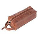 AM LEATHER Leather Goods Leather Toiletry Bag for Men and Women Brown