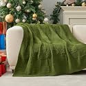 Amélie Home Checkered Throw Blanket for Couch, Christmas Green, 50"x60"