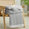 Amélie Home Chenille Knit Throw Blanket for Bed Decor, Gray, 60"x80"