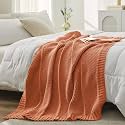 Amélie Home Chenille Knit Throw Blanket for Couch, Orange, 50"x60"
