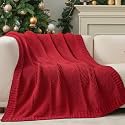 Amélie Home Chenille Knit Throw Blanket for Couch, Christmas Red, 50"x60"