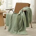 Amélie Home Chenille Knit Throw Blanket for Couch, Sage Green, 50"x60"