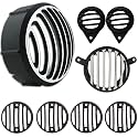 Bullet Grill Set, Jali Complete Metal Set Headlight, Taillight, Indicators for Bullet Bike Classic 350 & 500 CC (Set of 8, Black & Chrome Colour)