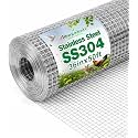 Amagabeli 36inch x 50ft SS304 Stainless Steel Welded Wire Mesh 1/2 inch Square Hardware Cloth 18 Gauge - Ideal for High-Grade DIY Cages Rodent Mesh Cabinets Wire Mesh Window Screen Mesh