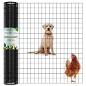 Amagabeli Black Coated Welded Wire Fence 2 inch x 3 inch 36inch x 50ft 16 Gauge Garden Fence Chicken Wire Fencing Roll PVC Vinyl Coating Metal Wire Flower Bed Dog Barrier Plant Poultry Netting Cage