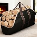 AMAGABELI GARDEN & HOME Large Canvas Log Tote Bag Firewood Carrier Heavy Duty Fireplace Log Holder Fire Wood Carriers Carrying with Handles Wood Sling For Fire Place Outdoor Cabin Stove Accessories