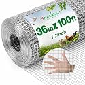 Amagabeli Hardware Cloth 1/2 inch 36 x 100 ft 19 Gauge Chicken Wire Fence Hot-Dipped Galvanized After Welding Welded Wire Fencing Mesh Roll Garden Plant Support Poultry Rabbit Cage Snake Gopher