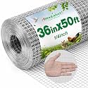 Amagabeli Hardware Cloth 1/4 inch 36 inch x 50 ft Chicken Wire 23 Gauge Galvanized Weld Wire Mesh Roll Fencing Garden Netting for Poultry Rabbit Snake Gopher Cage Raised Bed Vegetable Tree Bird Quail