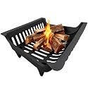 Amagabeli Heavy Duty One Piece Cast Iron Fireplace Grate 24 Inch No Assembly Required Side Flange Ember Retainer Log Holder for Indoor Hearth & Outdoor Fire Pit Improved Airflow Wood Burning Grate