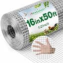 Amagabeli Ture 19 Gauge Hardware Cloth 1/2 inch 16 in x 50 ft Premium Galvanized After Weld Chicken Wire Mesh Roll Fencing Plant Supports Poultry Netting Rabbit Cage Snake Gopher Fence Coop