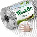 Amagabeli Ture 19 Gauge Hardware Cloth Chicken Wire Fencing 1/2 inch 16 in x 6 ft Double Galvanized Premium Heavy Duty Welded Wire for Chicken Coop Animal Cage Garden Fence Pet Screen