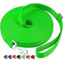 AMAGOOD Dog/Puppy Obedience Recall Training Agility Lead-15 ft 20 ft 30 ft 50 ft Long Leash-for Dog Training,Tie Out,Play,Safety,Camping (30Feet x 1Inch,Green)