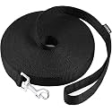 AMAGOOD Dog/Puppy Obedience Recall Training Agility Lead-15 ft 20 ft 30 ft 50 ft Long Leash-for Dog Training,Tie Out,Play,Safety,Camping (50Feet x 1Inch, Black)