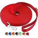 AMAGOOD Dog/Puppy Obedience Recall Training Agility Lead-15 ft 20 ft 30 ft 50 ft Long Leash-for Dog Training,Tie Out,Play,Safety,Camping (30Feet x 1Inch,Red)