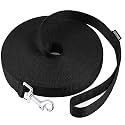 AmaGood Dog/Puppy Obedience Recall Training Agility Lead-15 ft 20 ft 30 ft 50 ft Long Leash-for Dog Training,Tie Out,Play,Safety,Camping (50 feet, Black)