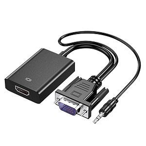 vga to hdmi with audio converter adapter vga male to hdmi female with 35mm audio jack full hd 1080p for connecting monitorpclaptopprojector black