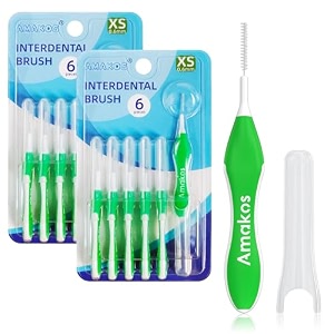 amakos 12 pcs interdental brush soft dental braces brush for teeth cleaning 21mm