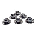 Amalfiee Gulchandani 240ml Ceramic Tea Cup and Saucer Set of 6 (Handmade) Tea Cup Set, Coffee Cup for 6 |Lead Free and BPA Free| Microwave and Dishwasher Safe, Eco-Friendly