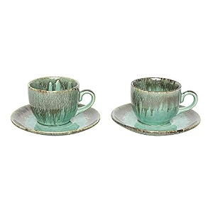 amalfiee gulchandani 240ml ceramic tea cup and saucer set of 2 handmade tea cup set coffee cup for 2 lead free and bpa free microwave and dishwasher safe eco-friendly