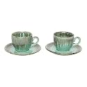 Amalfiee Gulchandani 240ml Ceramic Tea Cup and Saucer Set of 2 (Handmade) Tea Cup Set, Coffee Cup for 2 |Lead Free and BPA Free| Microwave and Dishwasher Safe, Eco-Friendly