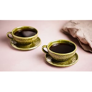 amalfiee paris premium ceramic cup amp saucer set  6 cups amp 6 saucers  elegant handcrafted design  non-toxic heat-resistant  microwave amp dishwasher safe  stylish tea amp coffee serveware