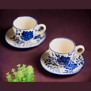 amalfiee sanaah premium ceramic cup amp saucer set  6 pieces  handmade elegant amp durable  microwave amp dishwasher safe  non-toxic  ideal for tea coffee amp stylish gifting
