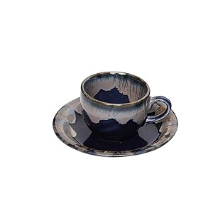 amalfiee gulchandani 240ml ceramic tea cup and saucer set of 2 handmade tea cup set coffee cup for 2 lead free and bpa free microwave and dishwasher safe eco-friendly