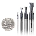 Amana Tool AMS-154 4-Pack Spiral 1/8 3/16 1/4 and 3/8 D Stainless Steel &amp; Non-Ferrous Metal Cutting with AlTiN Coating Upcut Router Bit / 45 Deg Corner Chamfer End Mill