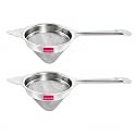 Amanda Nexa Stainless Steel Tea Strainer Set of 3 | 304 Mesh Filter for Chai/Coffee/Milk/Juice | Heavy-Duty | Long Handle Chhalni/Channi for Kitchen Use | Easy to Clean, Durable Mesh (Set of 2)