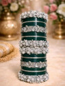 AMANDCO Plastic Pearl Rhinestone Bangle Set