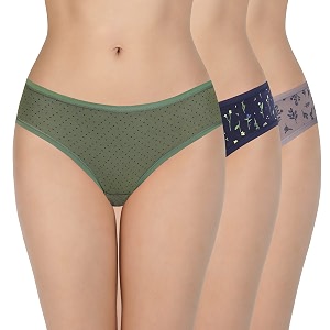 amante print low rise three-fourth coverage bikini panties pack of 3