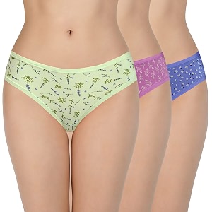 amante print low rise three-fourth coverage bikini panties pack of 3
