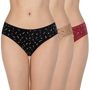 amante print low rise three-fourth coverage bikini panties pack of 3